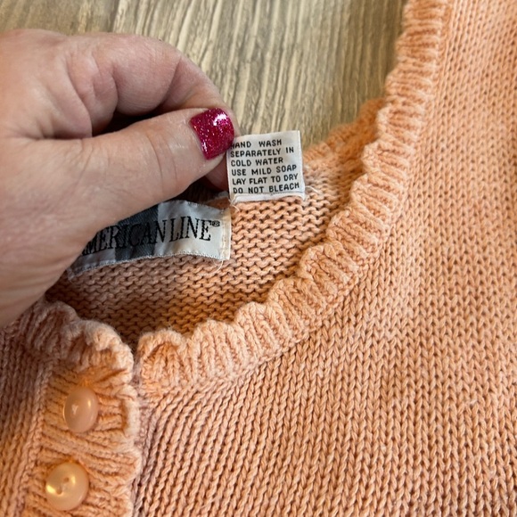 Vintage The American Line Peach Knit Tank Top Ramie Cotton Blend Scoop Neck 24W. - Picture 6 of 8